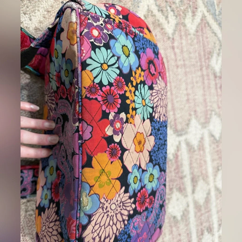 Vera Bradley Floral Quilted Backpack in Navy, Pink, Purple, Yellow, Blue